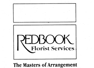 REDBOOK FLORIST SERVICES THE MASTERS OF ARRANGEMENT logo