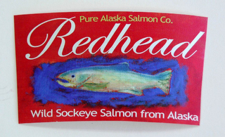REDHEAD PURE ALASKA SALMON CO. WILD SOCKEYE SALMON FROM ALASKA logo