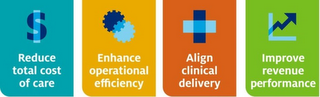 REDUCE TOTAL COST OF CARE. "ENHANCE OPERATIONAL EFFICIENCY ALIGN CLINICAL DELIVERY. IMPROVE REVENUE PERFORMANCE logo