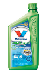 REDUCES ENVIRONMENTAL IMPACT SEE BACK V VALVOLINE NEXTGEN 50% RECYCLED OIL 100% VALVOLINE PROTECTION BACKED BY ENGINE GUARANTEE 150000 MILES OFFER! MUST ENROLL VEHICLE BY 125000 MILES SEE VALVOLINE.COM OR STORE FOR BENEFITS AND LIMITATIONS AMERICAN PETROLEUM INSTITUTE CERTIFIED FOR GASOLINE ENGINES CONVENTIONAL SAE5W-20 MOTOR OIL ACEITE PARA MOTORES A GASOLINA 1 U.S. QT./CONT.NET.:946ML logo