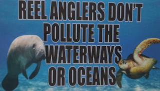 REEL ANGLERS DON'T POLLUTE THE WATERWAYS OR OCEANS logo