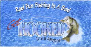 REEL FUN FISHING IN A BOX! GET HOOKED IT'S A KEEPER logo