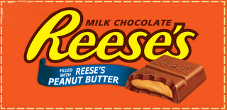 REESE'S MILK CHOCOLATE AND FILLED WITH REESE'S PEANUT BUTTER logo