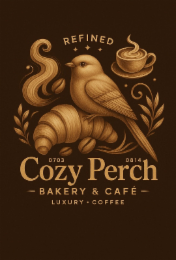 REFINED COZY PERCH 0703 0814 BAKERY & CAFÉ LUXURY. COFFEE logo