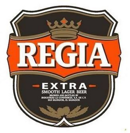 REGIA EXTRA SMOOTH LAGER BEER BREWED AND BOTTLED BY INDUSTRIAS LA CONSTANCIA S.A. DE C.V. SAN SALVADOR, EL SALVADOR logo