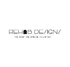 REHAB DESIGNS WE LISTEN WE CREATE, YOU ENJOY logo