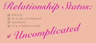 RELATIONSHIP STATUS: SINGLE IN A RELATIONSHIP MARRIED IT'S COMPLICATED UNCOMPLICATED logo