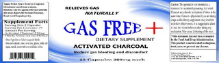 RELIEVES GAS NATURALLY GAS FREE DIETARY SUPPLEMENT ACTIVATED CHARCOAL REDUCE GAS BLOATING AND DISCOMFORT logo