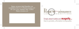 RENEW~AISSANCE LABEL MAGNIFIERS logo