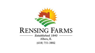 RENSING FARMS/ESTABLISHED 1840/ALBERS, IL/(618) 751-3882 logo