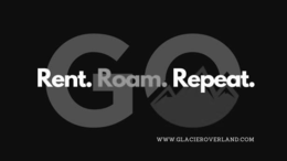 RENT. ROAM. REPEAT. GO WWW.GLACIER OVERLAND.COM logo