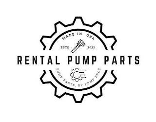 RENTAL PUMP PARTS MADE IN USA ESTD 2022 PUMP PARTS, BY PUMP PROS logo