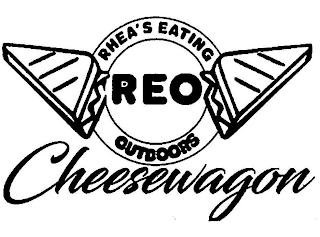 REO CHEESEWAGON RHEA'S EATING OUTDOORS logo