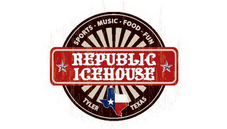 REPUBLIC ICEHOUSE SPORTS · MUSIC · FOOD· FUN TYLER TEXAS logo