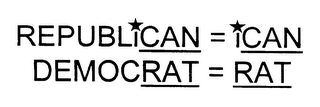REPUBLICAN = ICAN DEMOCRAT = RAT logo