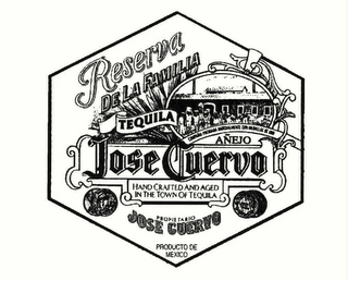 RESERVA DE LA FAMILIA TEQUILA PROPIETARIO JOSE CUERVO PRODUCTO DE MEXICO AÑEJO HAND CRAFTED AND AGED IN THE TOWN OF TEQUILA logo
