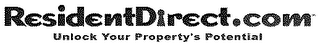 RESIDENTDIRECT.COM UNLOCK YOUR PROPERTY'S POTENTIAL logo