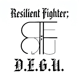 RESILIENT FIGHTER; D.E.G.U. RFDEGU; logo