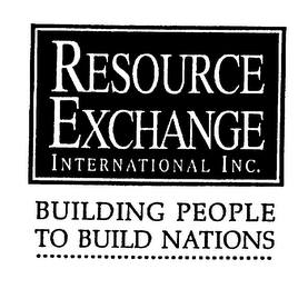 RESOURCE EXCHANGE INTERNATIONAL INC. BUILDING PEOPLE TO BUILD NATIONS logo