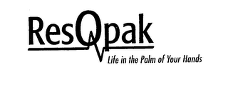 RESQPAK LIFE IN THE PALM OF YOUR HANDS logo