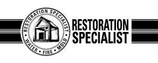 RESTORATION SPECIALIST RESTORATION SPECIALIST · WATER · FIRE · MOLD · logo