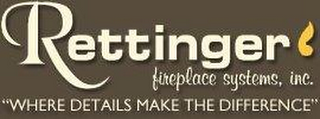 RETTINGER FIREPLACE SYSTEMS, INC. "WHERE DETAILS MAKE THE DIFFERENCE" logo