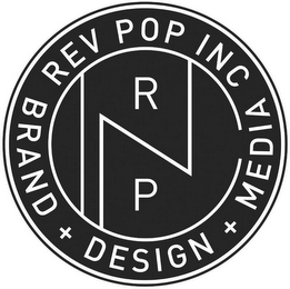 REV POP INC BRAND + DESIGN + MEDIA INC R P logo