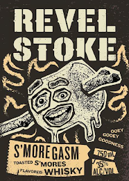 REVEL STOKE S'MOREGASM TOASTED S'MORES FLAVORED WHISKY OOEY GOOEY GOODNESS 750ML 35% ALC/VOL logo