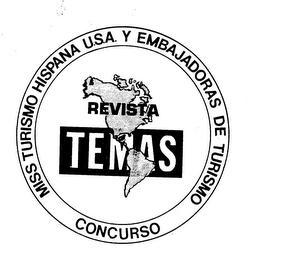 REVISTA TEMAS MISS TURISMO HISPANA U.S.A. Y EMBAJADORAS DE TURISMO CONCURSO logo