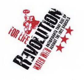 REVOLUTION WATER WITH ANTIOXIDANTS THAT RISE UP AGAINST THE FREE RADICALS FOR LIFE logo