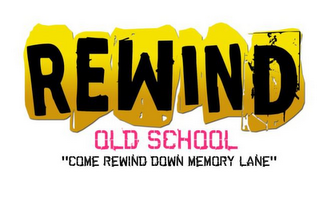 REWIND OLD SCHOOL "COME REWIND DOWN MEMORY LANE" logo