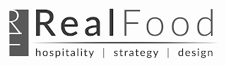 RF REAL FOOD HOSPITALITY | STRATEGY | DESIGN logo