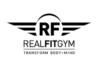 RF REALFITGYM TRANSFORM BODY+ MIND logo