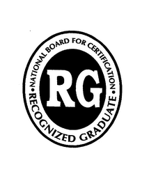 RG · NATIONAL BOARD FOR CERTIFICATION · RECOGNIZED GRADUATE logo