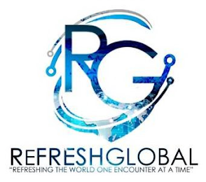 RG REFRESH GLOBAL "REFRESHING THE WORLD ONE ENCOUNTER AT A TIME" logo