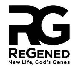 RG REGENED NEW LIFE, GOD'S GENES logo