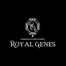 RG WHERE ROYALTY MEETS FINESSE ROYAL GENES logo