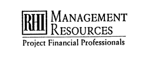 RHI MANAGEMENT RESOURCES PROJECT FINANCIAL PROFESSIONALS logo