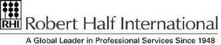RHI ROBERT HALF INTERNATIONAL A GLOBAL LEADER IN PROFESSIONAL SERVICES SINCE 1948 logo