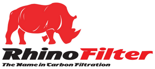 RHINO FILTER THE NAME IN CARBON FILTRATION logo