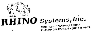 RHINO SYSTEMS, INC. SUITE 105-7 PARKWAY CENTER PITTSBURGH, PA. 15220.(412) 921-NEWS logo