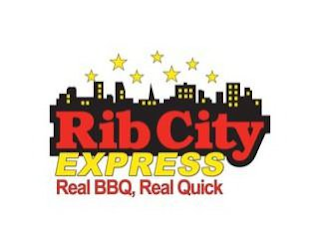 RIB CITY EXPRESS REAL BBQ, REAL QUICK logo