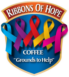 RIBBONS OF HOPE COFFEE "GROUNDS TO HELP" logo