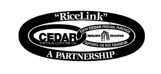 "RICELINK" CEDAR CHEMICAL CORPORATION EVERY CEDAR PROPANIL PURCHASE RESEARCH EDUCATION SUPPORTS THE RICE FOUNDATION A PARTNERSHIP logo