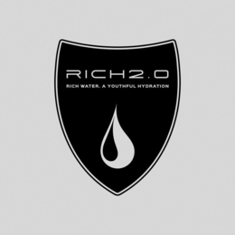 RICH2.0 RICH WATER. A YOUTHFUL HYDRATION logo