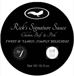 RICK'S SIGNATURE SAUCE CHICKEN, BEEF & PORK SWEET N' TANGY, SIMPLY DELICIOUS NO. 1 NET WT 16.9 OZ. logo
