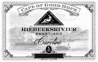 RIEBEEKSRIVIER SWARTLAND CAROLINE CAPE OF GOOD HOPE POSTAGE ONE SHILLING CAPE OF GOOD HOPE AR logo