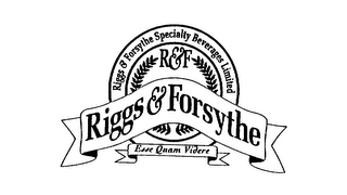 RIGGS & FORSYTHE SPECIALTY BEVERAGES LIMITED R & F RIGGS & FORSYTHE ESSE QUAM VIDERE logo