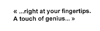 « ...RIGHT AT YOUR FINGERTIPS.  A TOUCH OF GENIUS... » logo