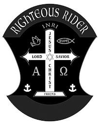 RIGHTEOUS RIDER INRI JESUS CHRIST LORD SAVIOR FRIEND logo